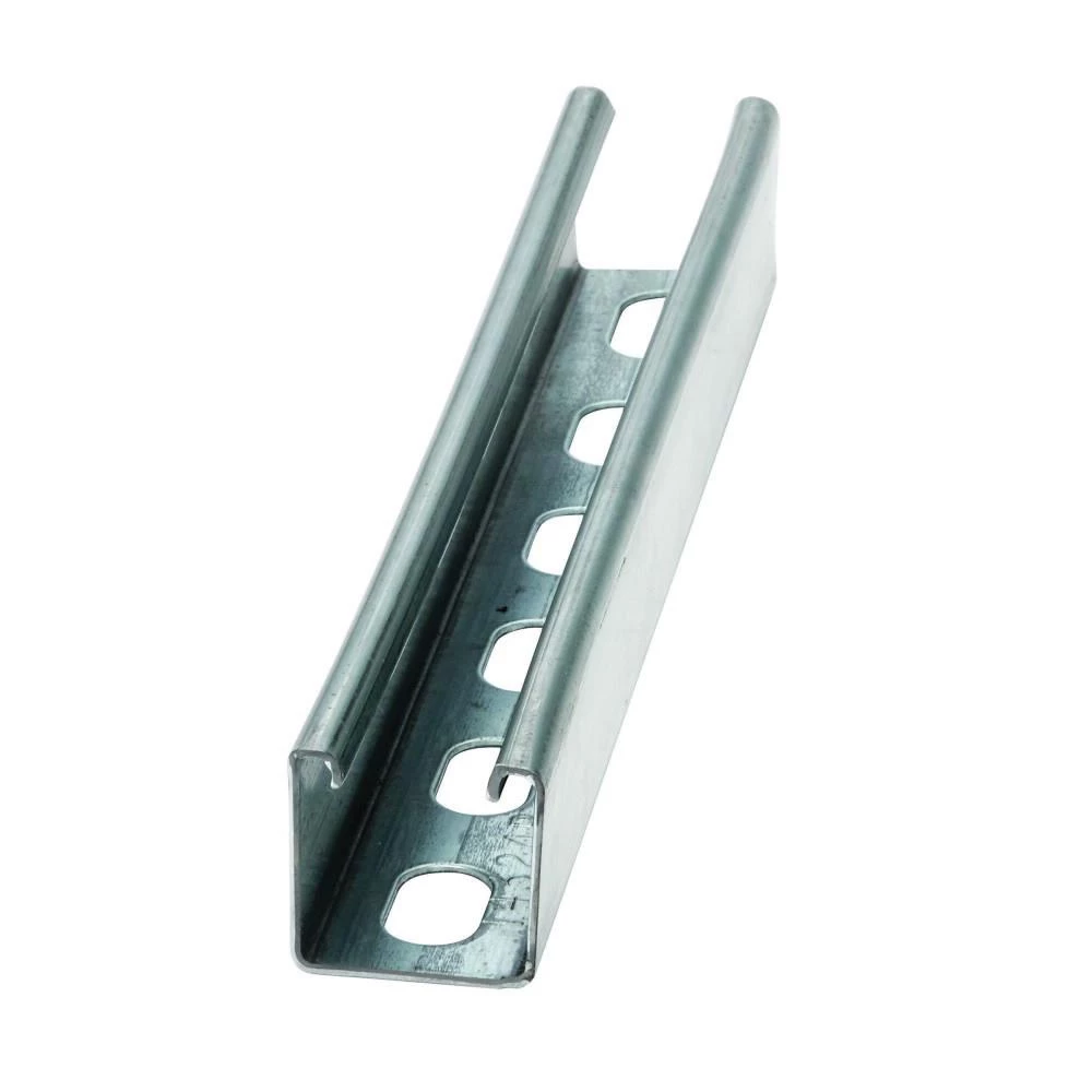 Galvanized strut channel for electrical conduit and cable tray mounting solutions.